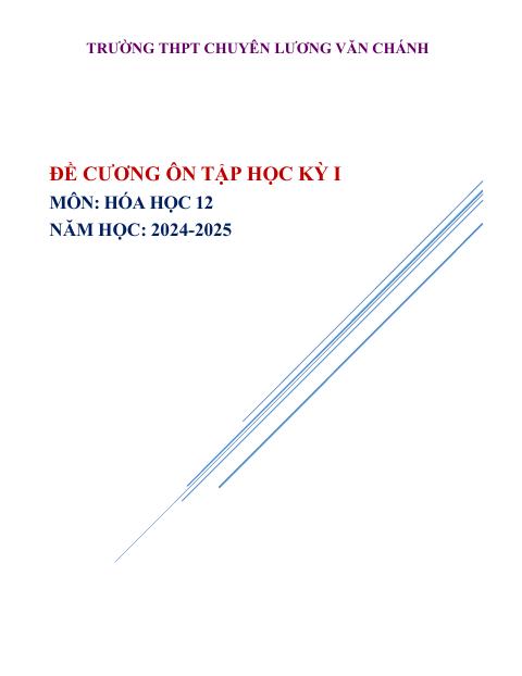 Đề cương ôn tập Học kì 1 Hóa học 12 năm 2024–2025 trường THPT Lương Văn Chánh (Đắk Lắk)